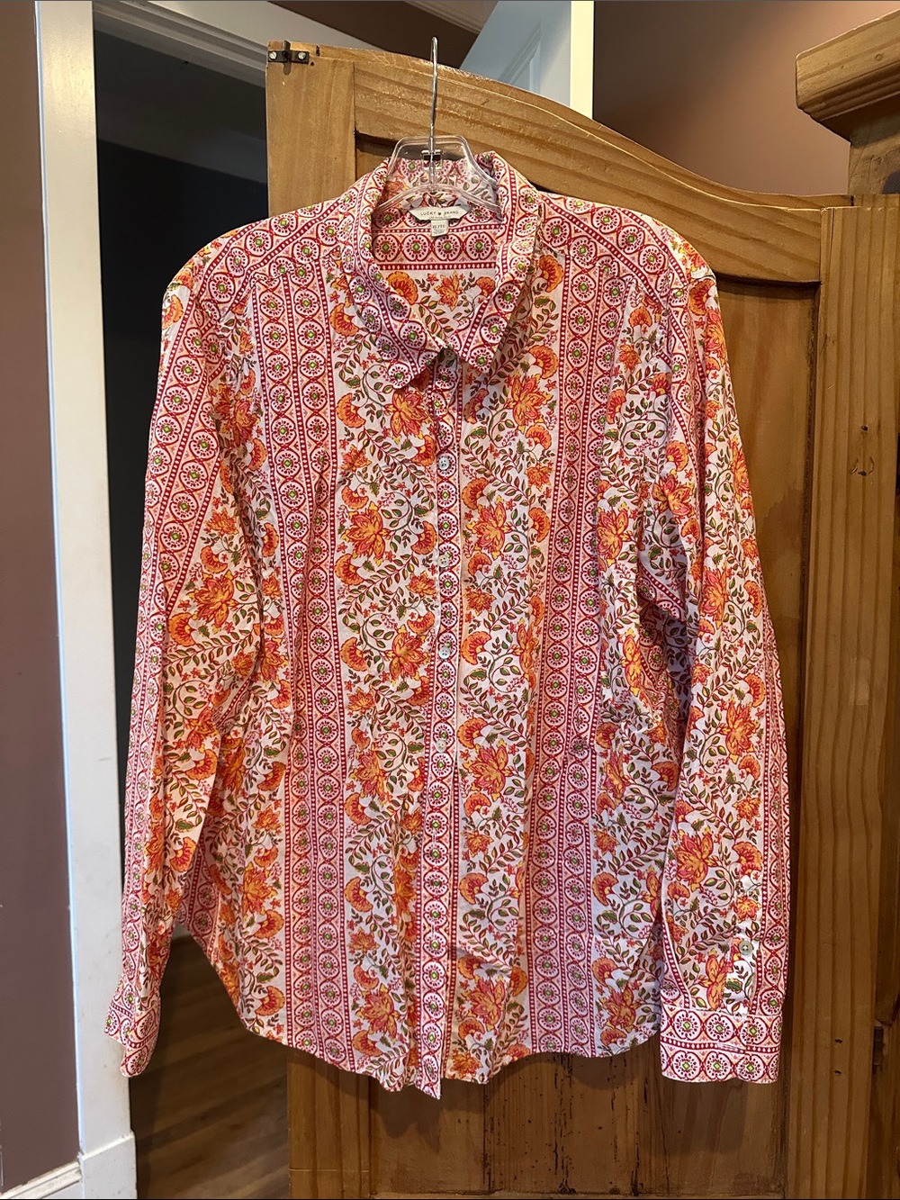 Lucky Brand Men's Floral Stripe Button-Down Shirt - Orange & Pink